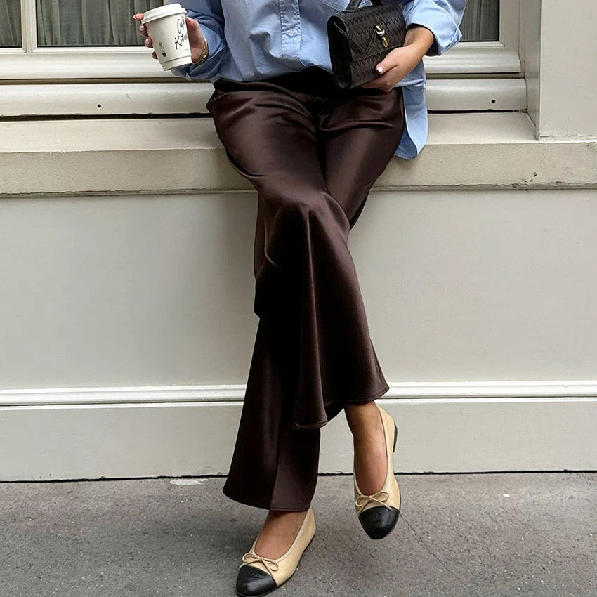 Pantaloni flare in raso Brie