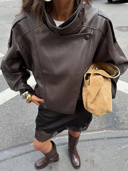 Giacca biker in pelle vegana nera Marnie