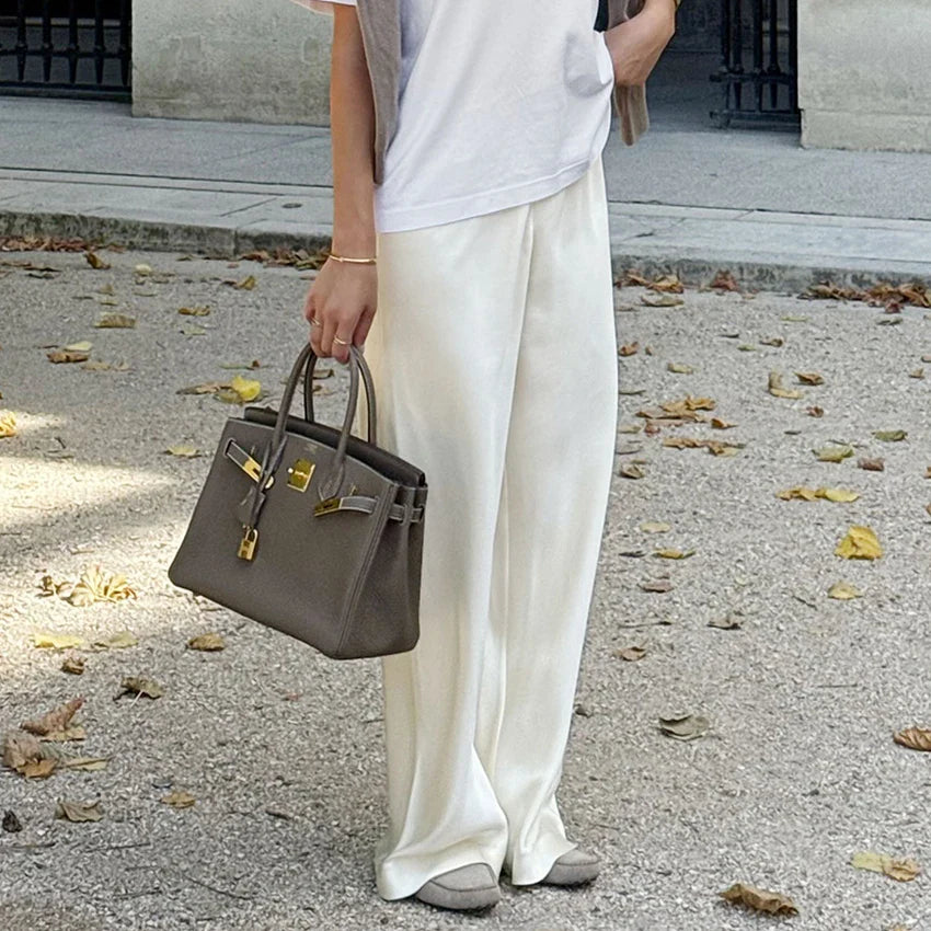 Pantaloni flare in raso Brie