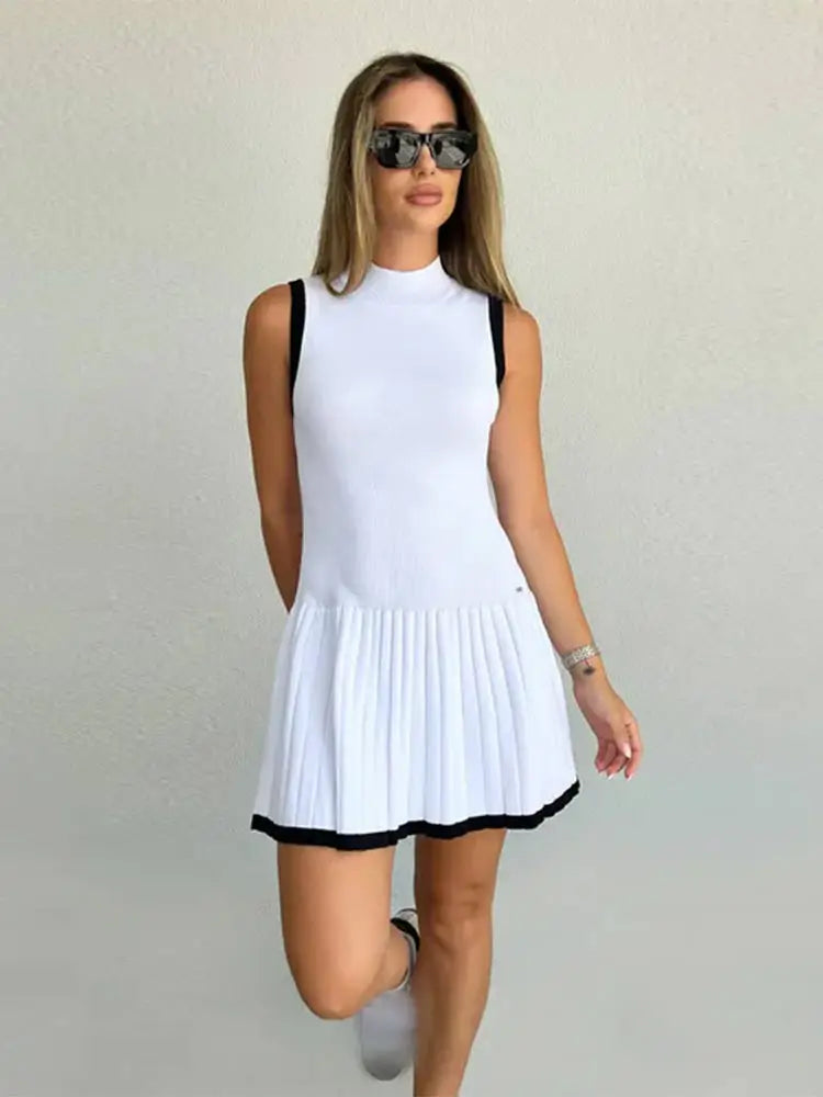 Robe en maille Sophie à taille basse et contraste