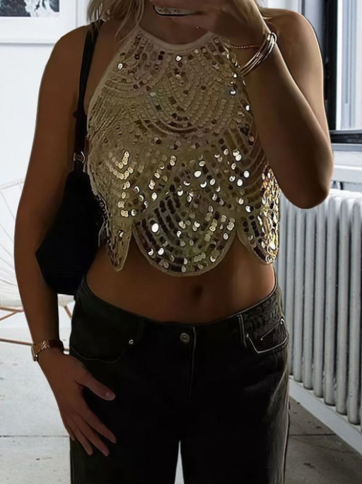 Valerie top halter con paillettes