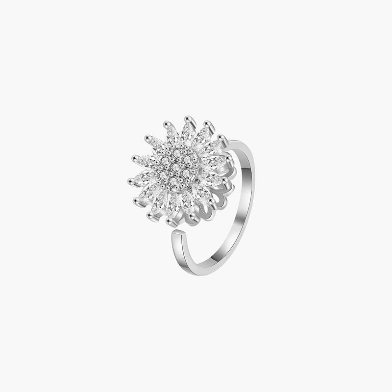 ZEYA Flower Anxiety Spinner Ring in Silver