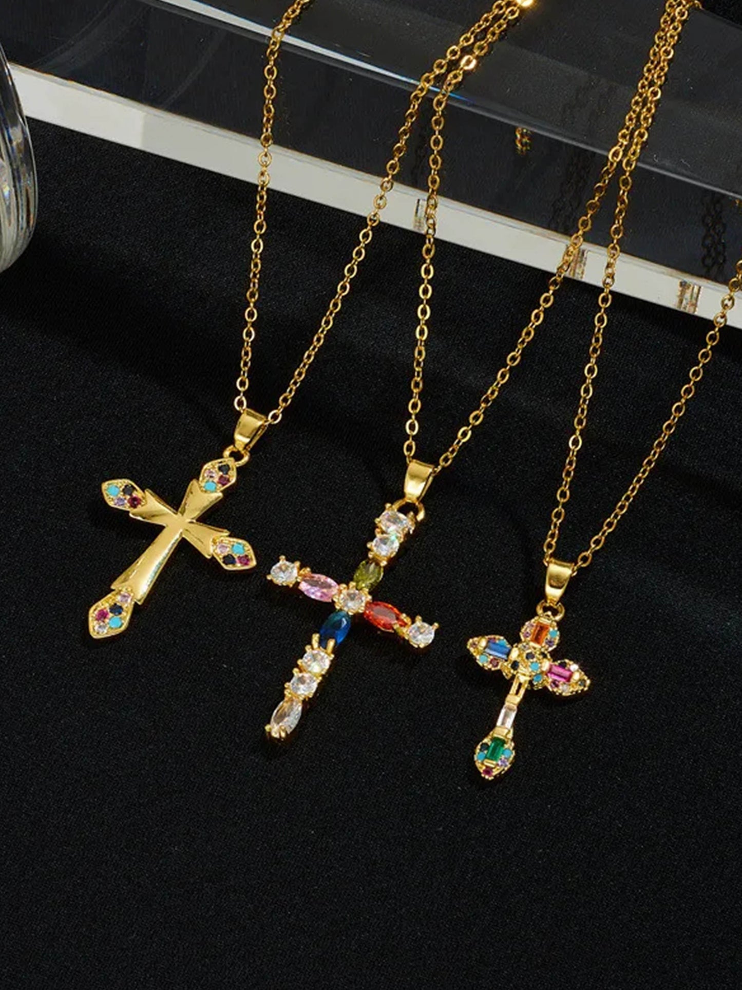 Lucy Zircon Cross Pendant Necklace