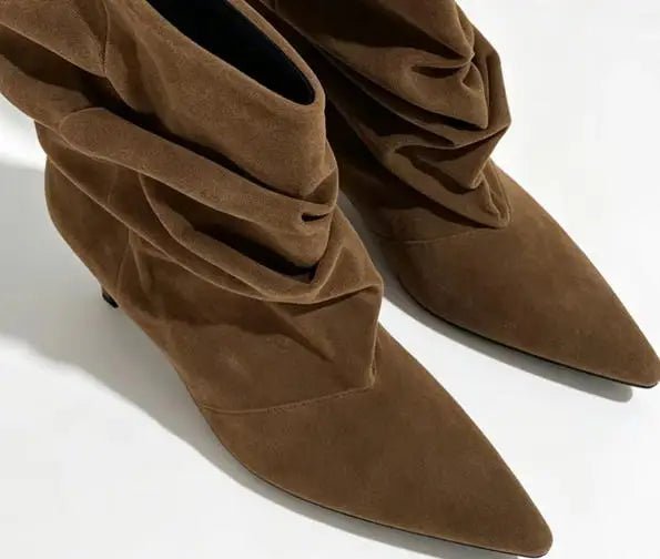 Bottines plissées en daim synthétique Nina