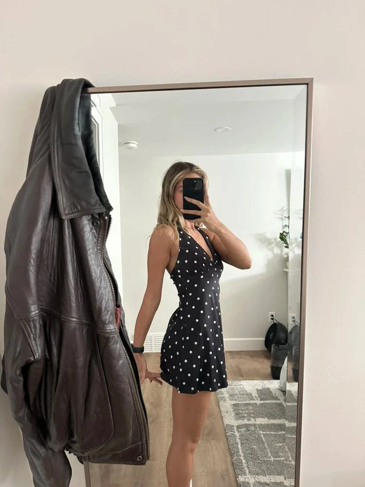 Isabel Rückenfreies Minikleid mit Polka Dots