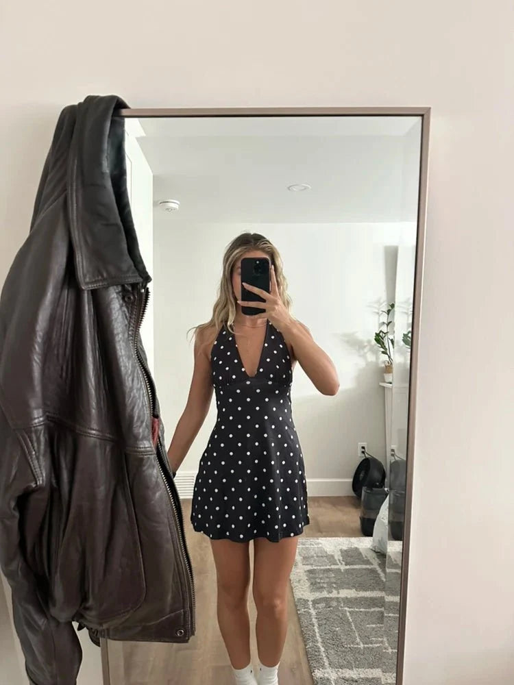 Isabel Rückenfreies Minikleid mit Polka Dots