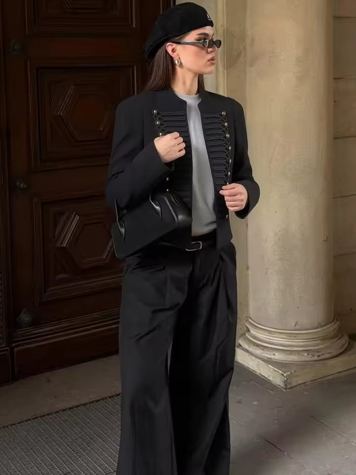 Giacca di similpelle modello militare Denise