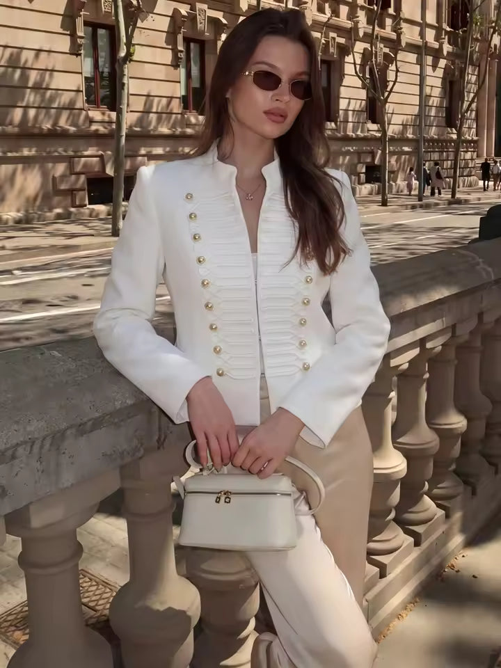 Giacca di similpelle modello militare Denise