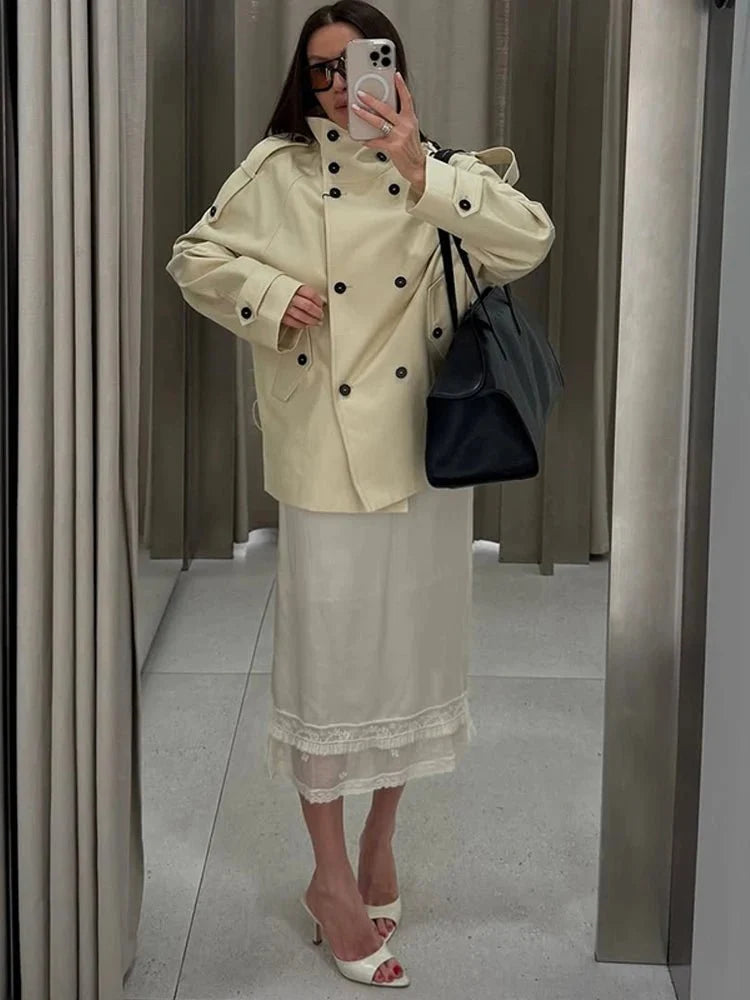 Ella Tailored Stand Collar Trench Coat