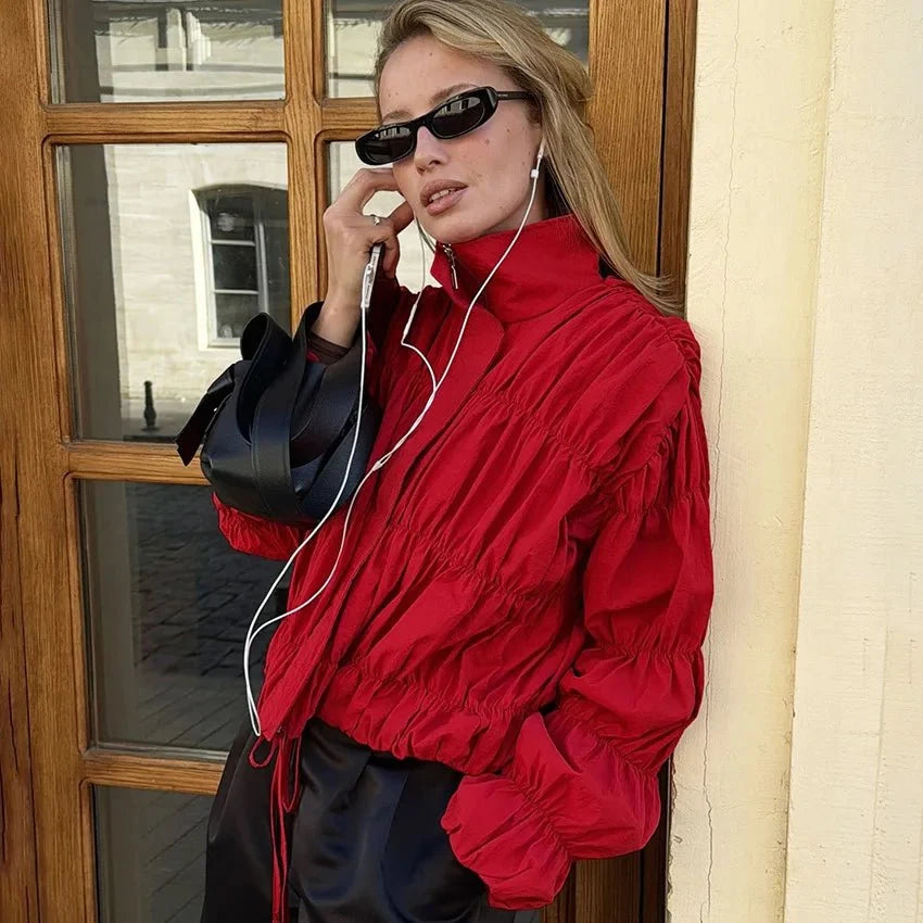 Giacca Ellie con zip e arricciature