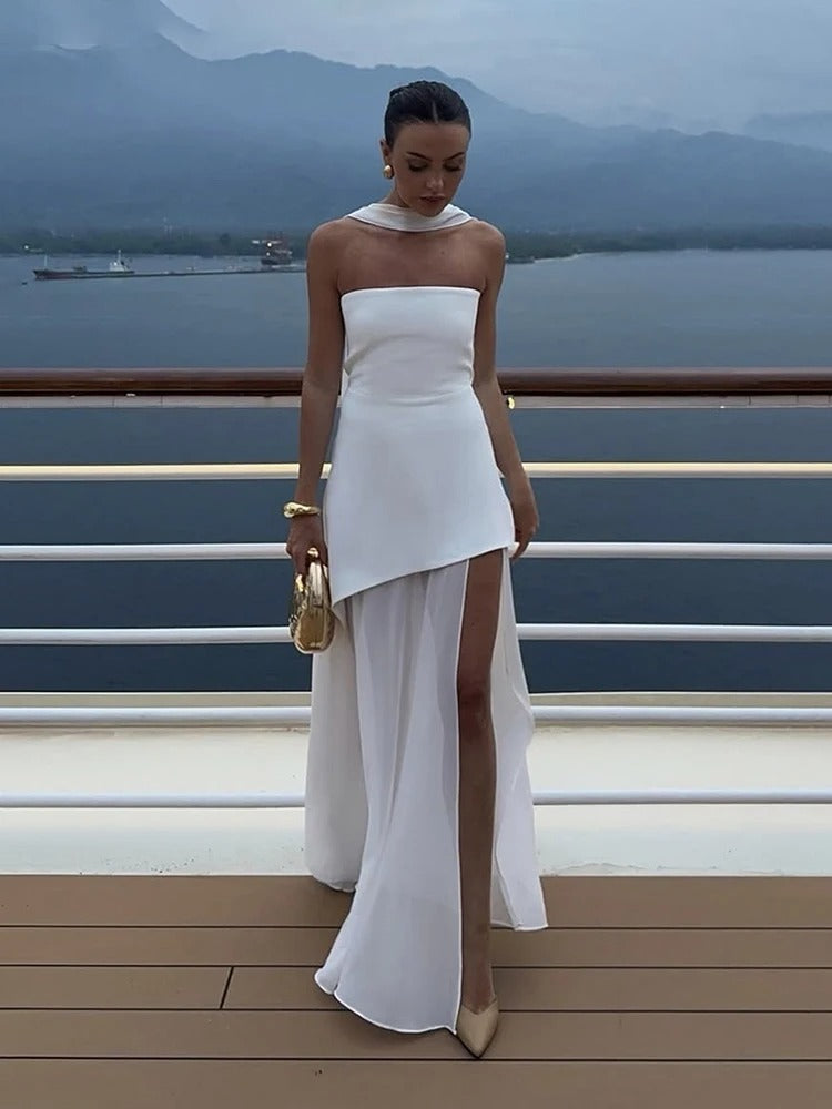Sophia robe maxi asymétrique transparente