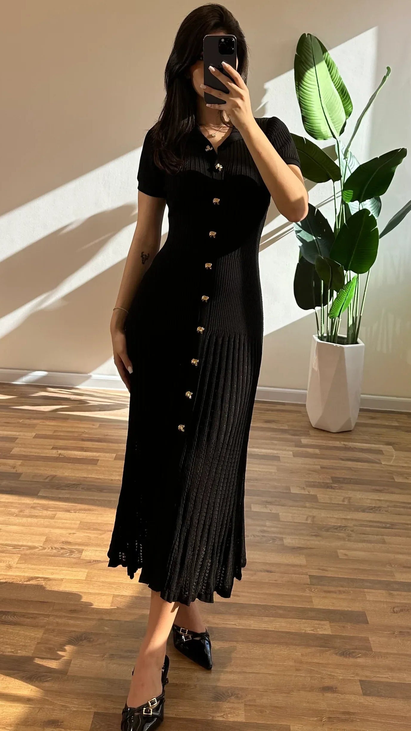 Sophia robe maxi polo côtelée