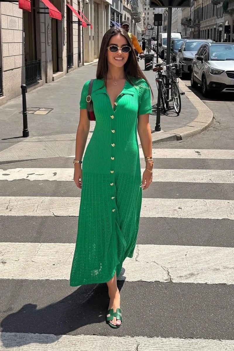 Sophia robe maxi polo côtelée