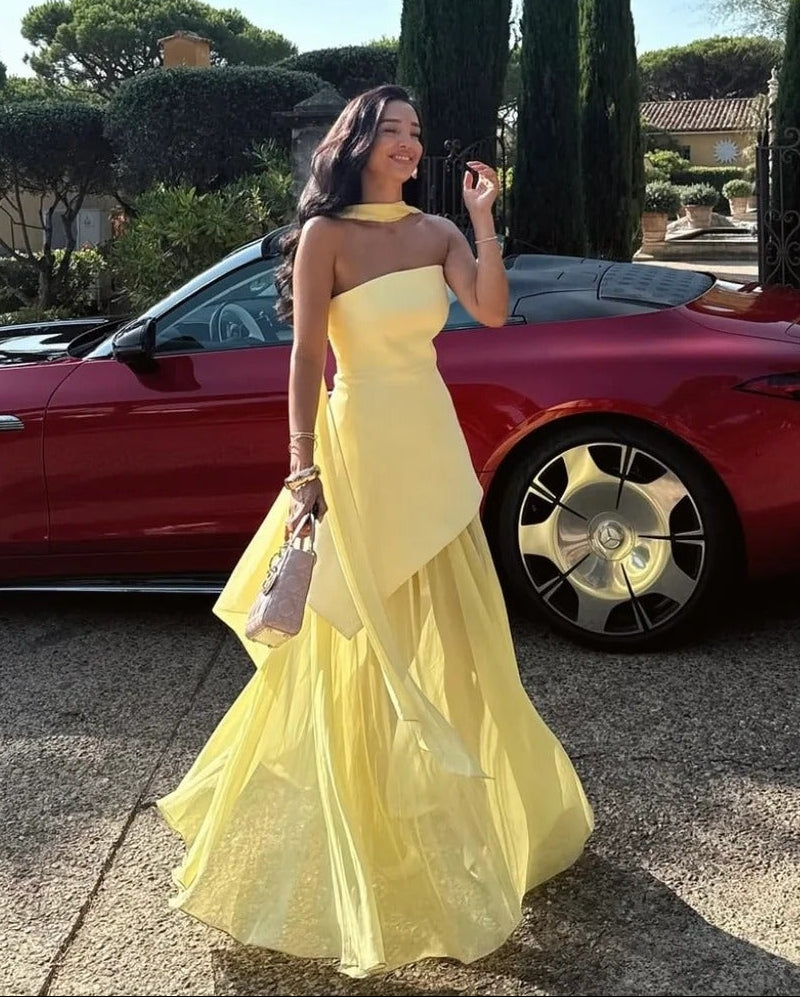 Sophia robe maxi asymétrique transparente