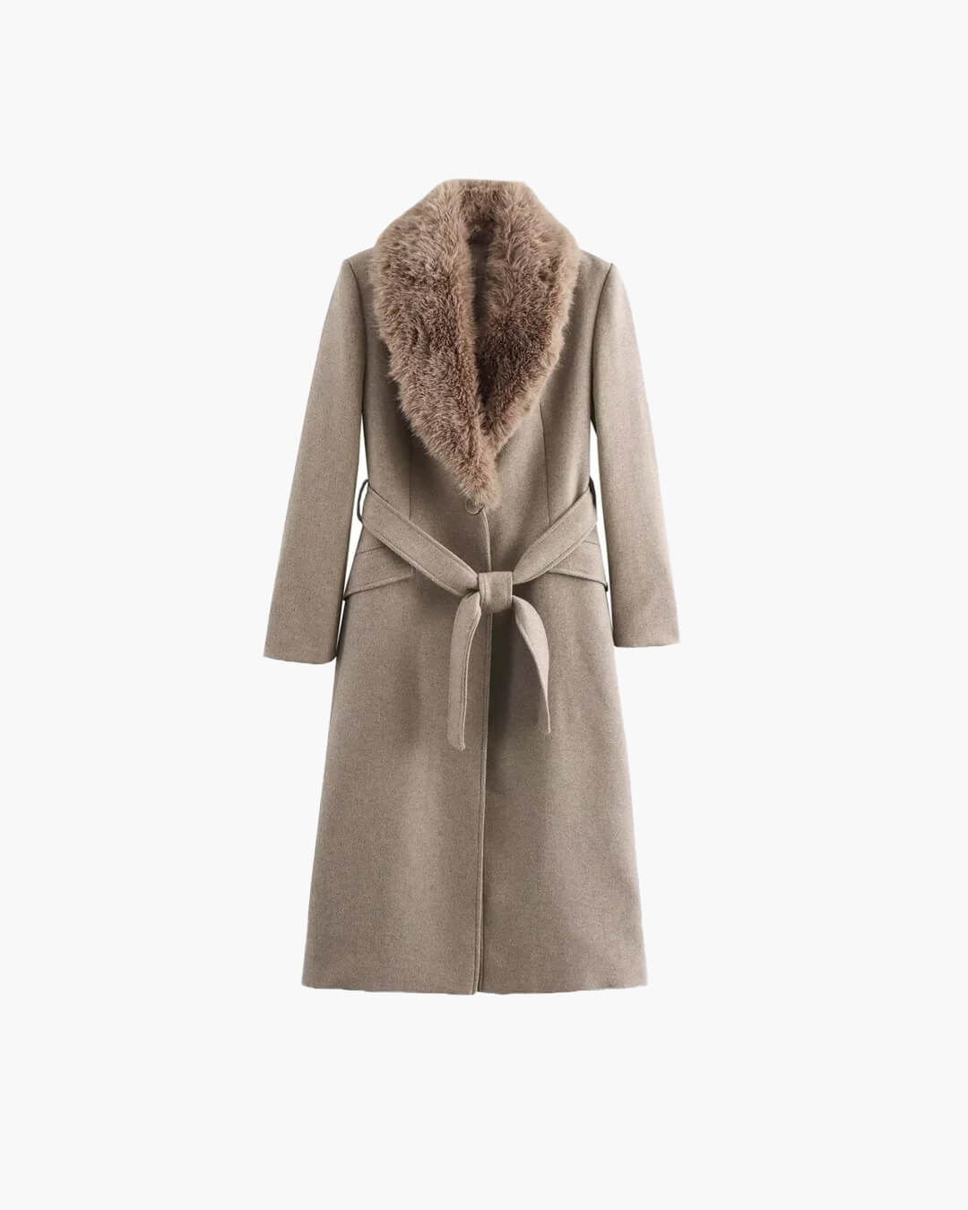 Manteau long Lola avec col en fausse fourrure