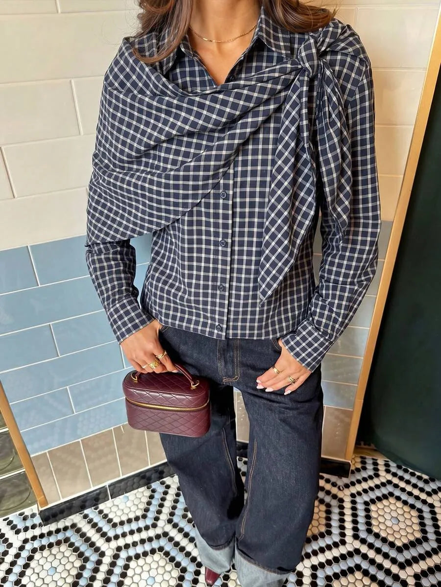 Camicia a Quadri con Sciarpa Nicole