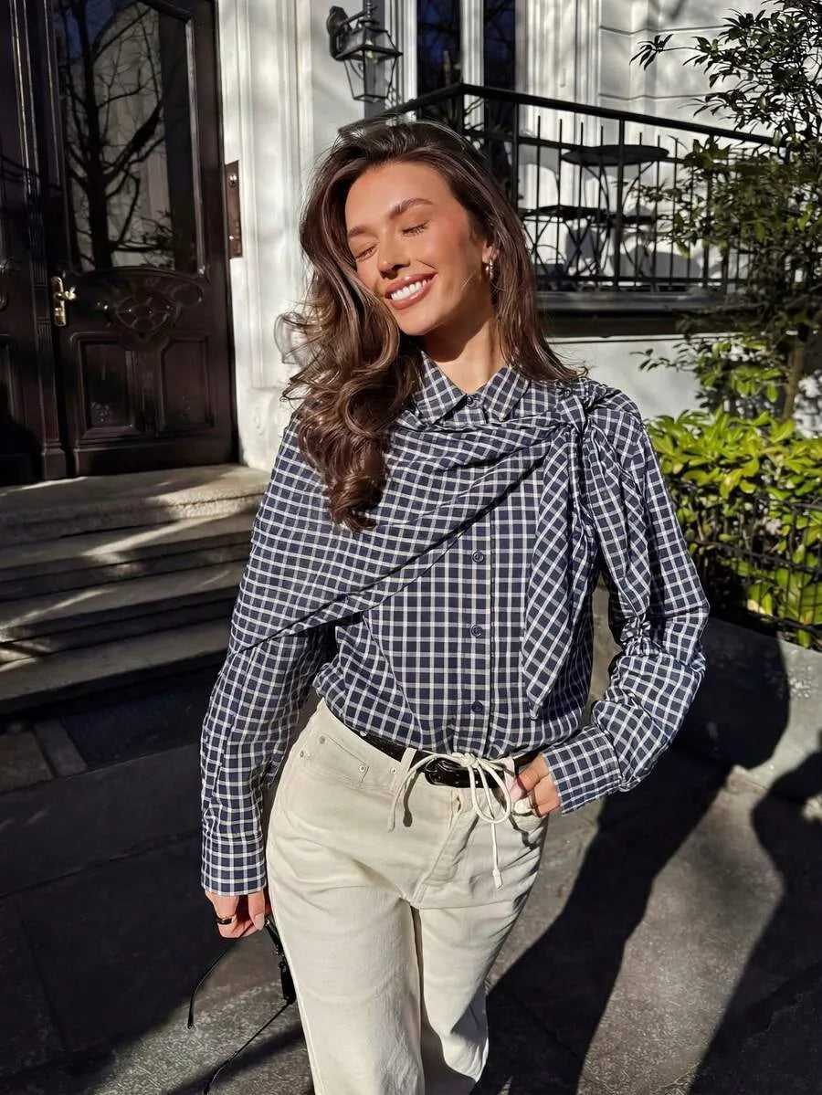 Camicia a Quadri con Sciarpa Nicole