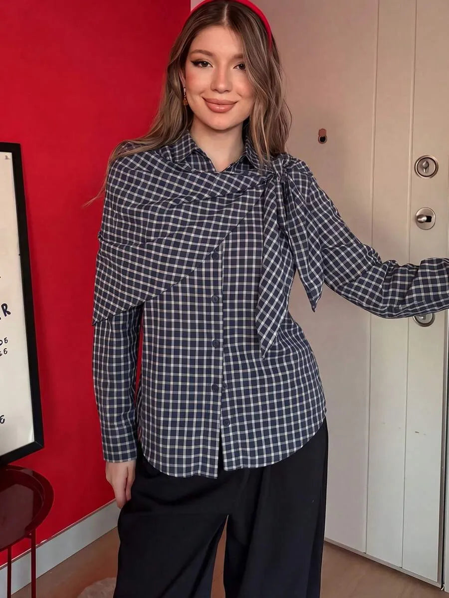 Camicia a Quadri con Sciarpa Nicole