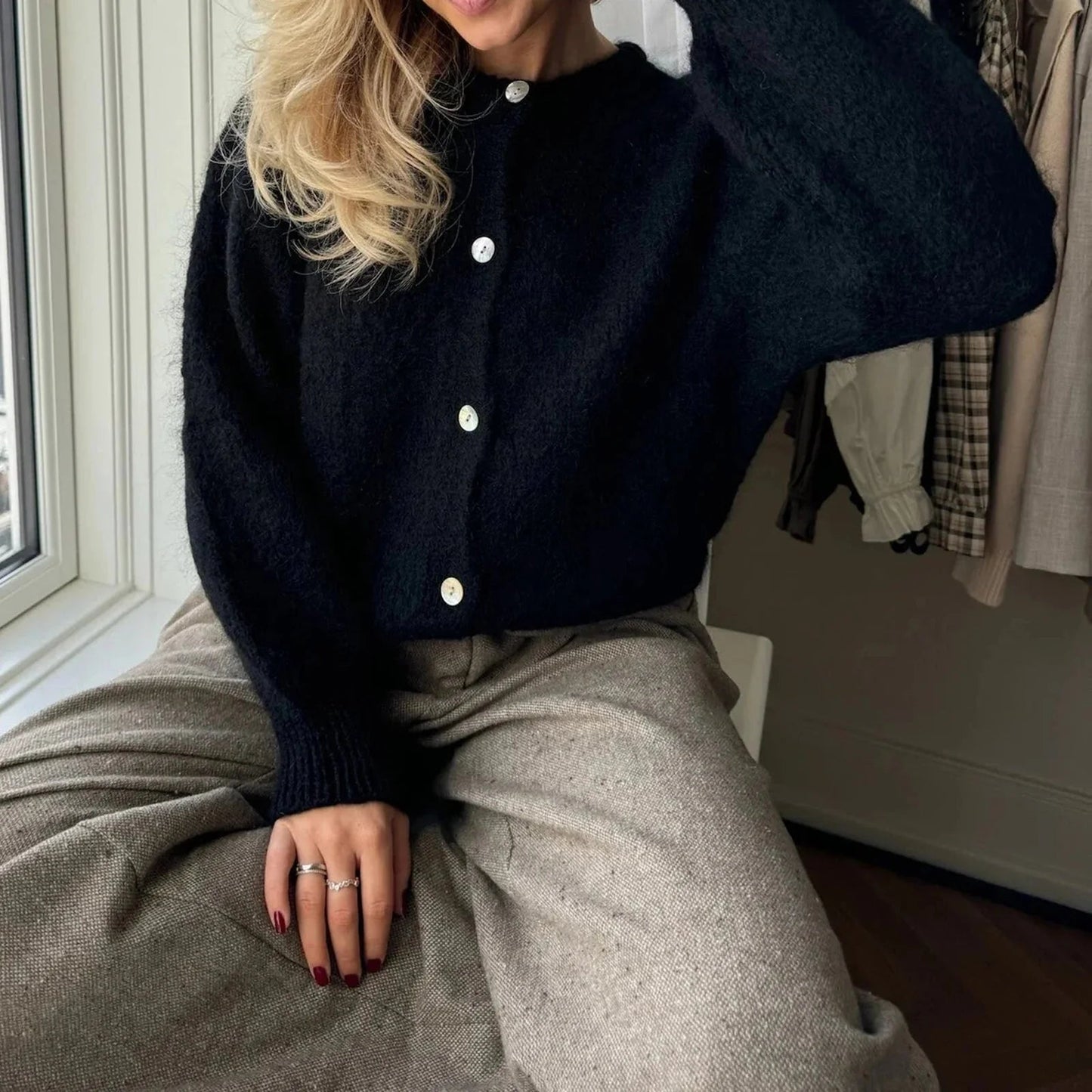 Rebecca Oversized Fuzzy Strick-Cardigan