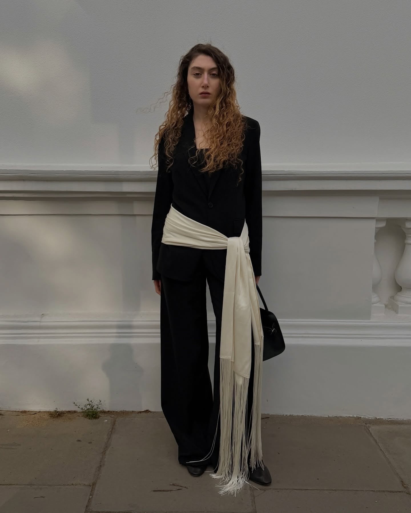 Amelie Fringe Tassel Satin Scarf Belt