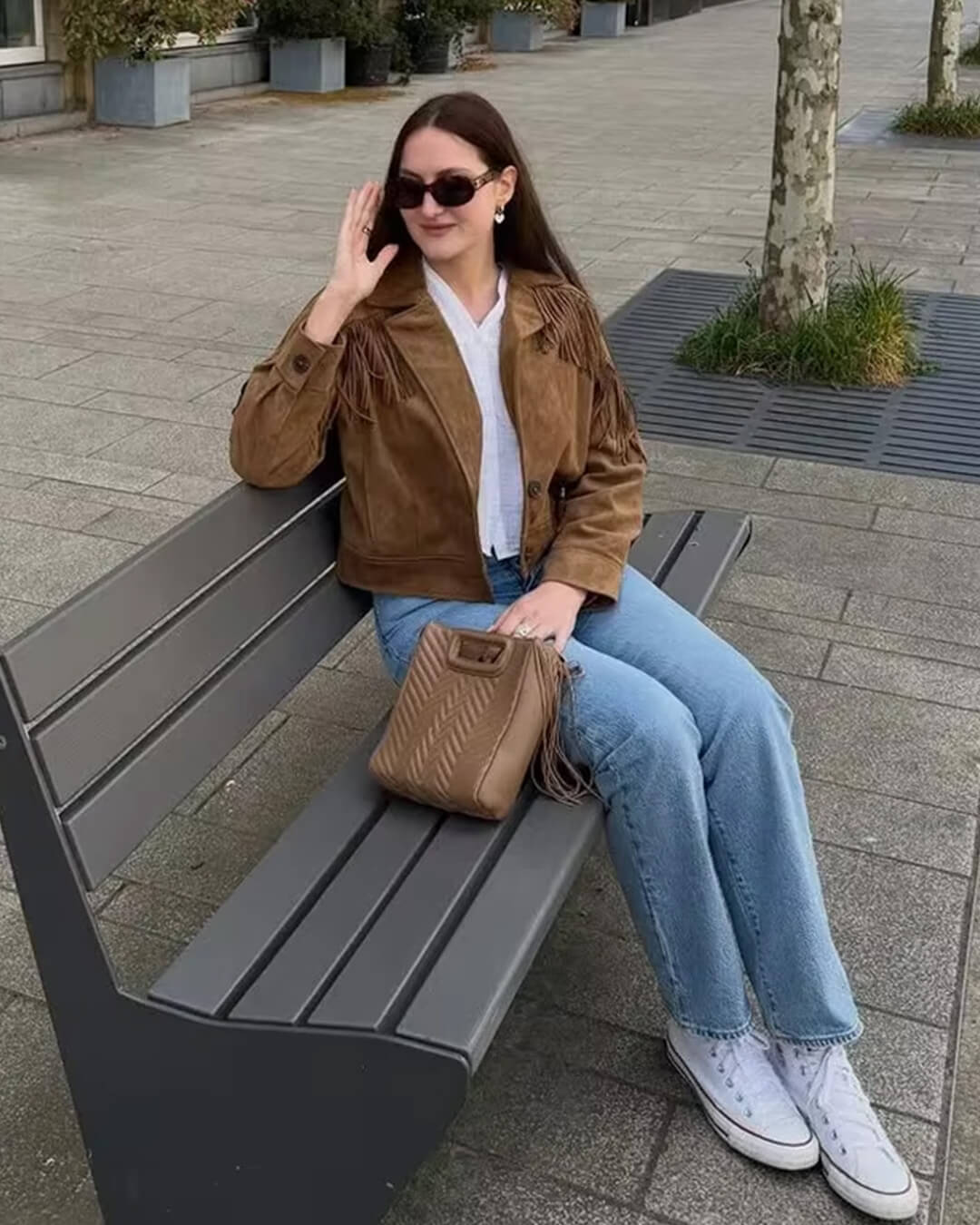 Giacca corta Helen in suede con rever