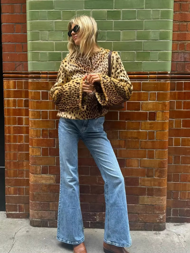 Katie Leopard Kunstfelljacke