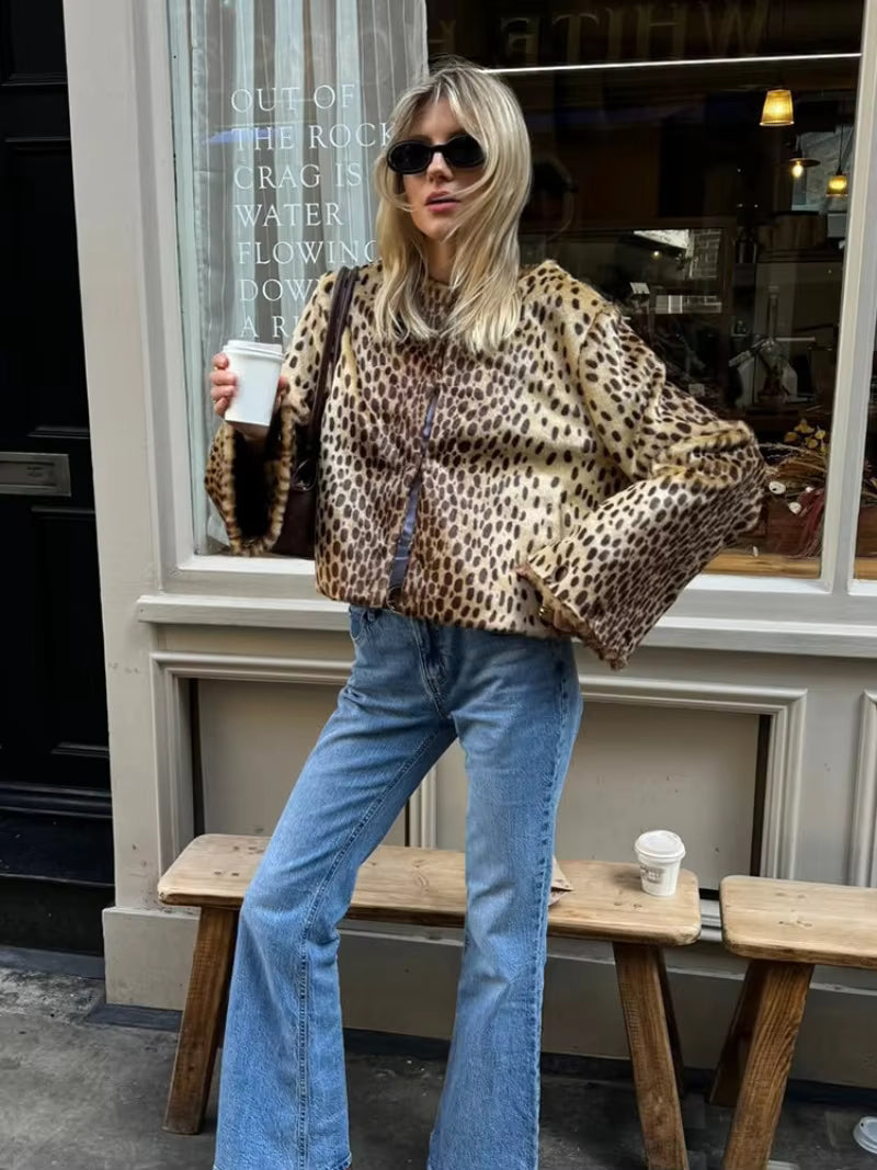 Katie Leopard Kunstfelljacke