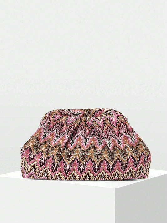 Sophia Jacquard Pleated Clutch