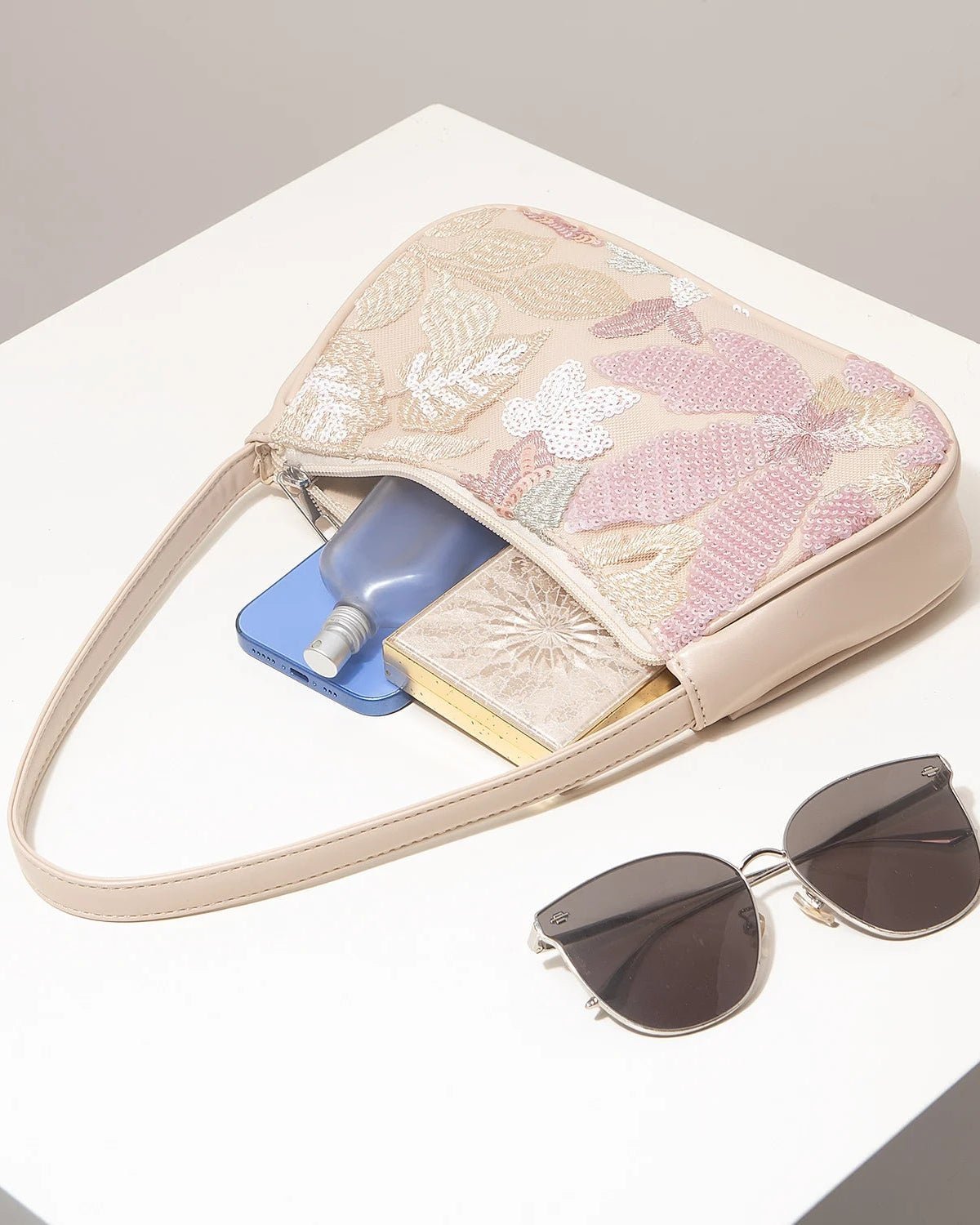 Sophia Embroidered Sequin Shoulder Bag