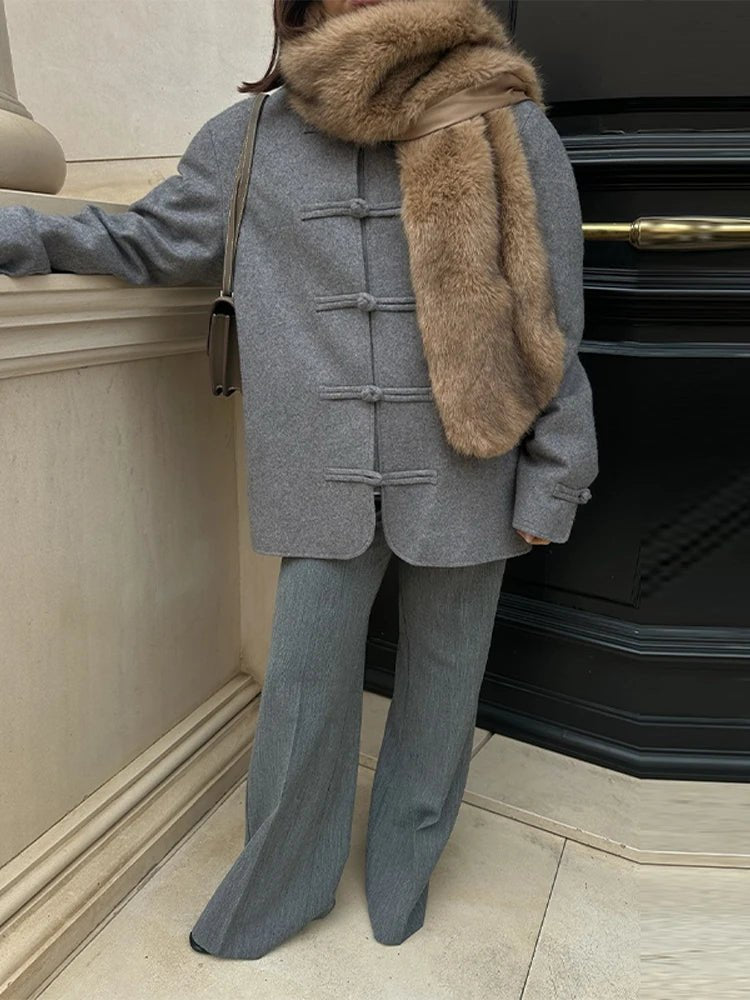 Mary Double-Faced Knot Mandarin Jacke