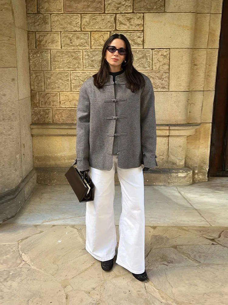 Mary Double-Faced Knot Mandarin Jacke