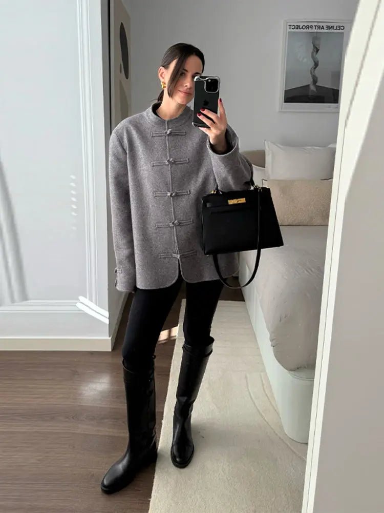 Mary Double-Faced Knot Mandarin Jacke
