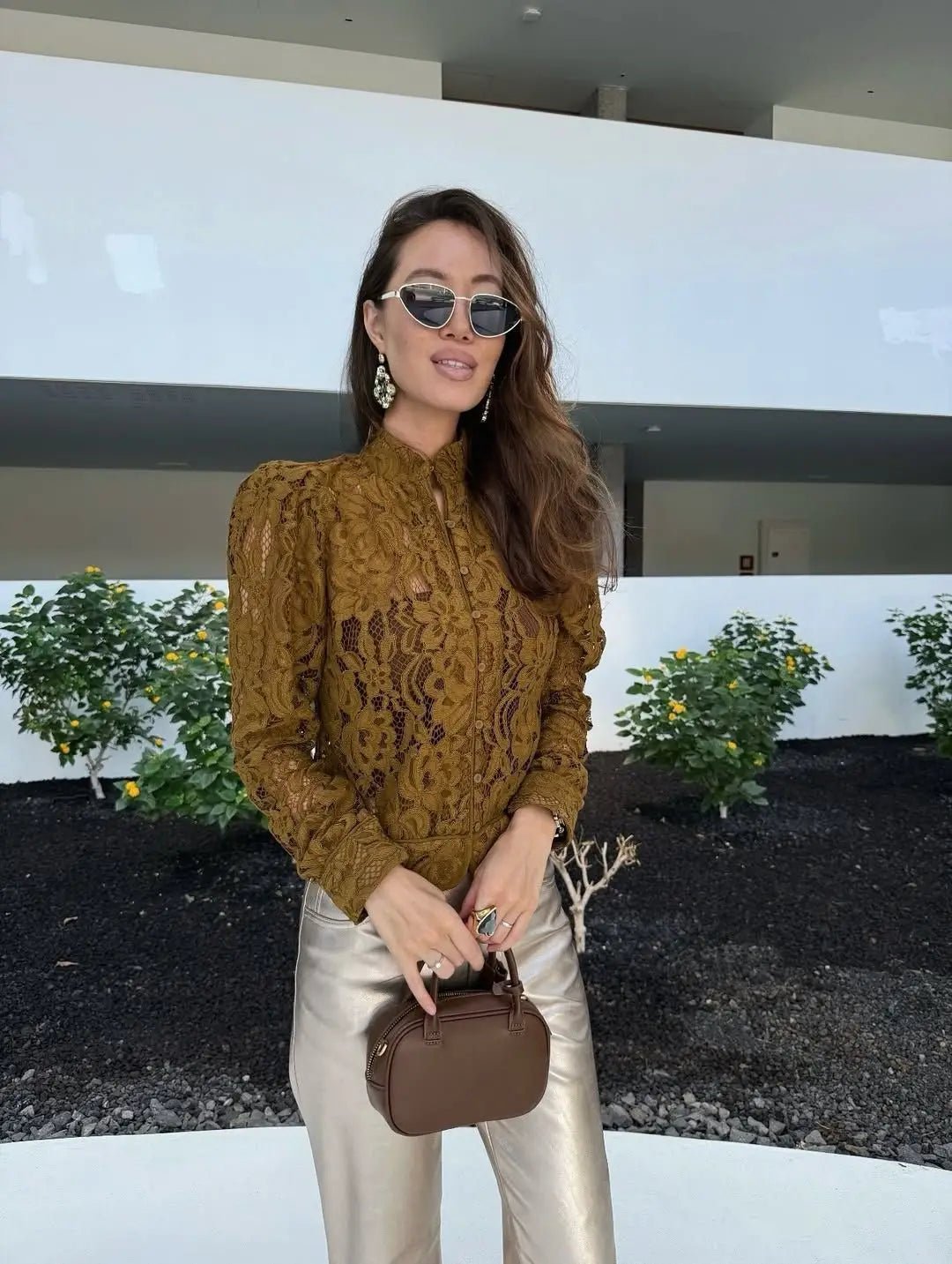 Blouse transparente en dentelle Hannah
