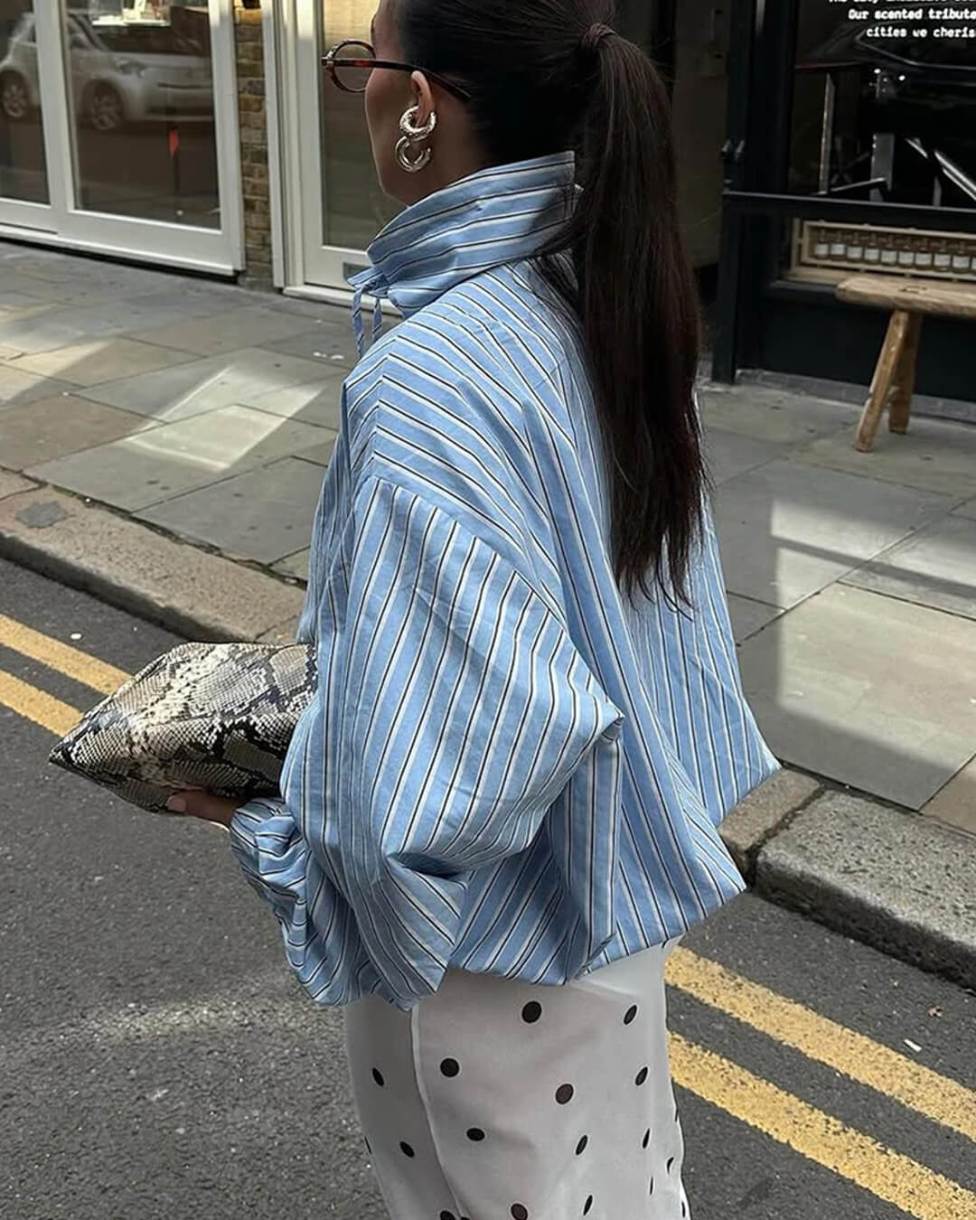 Camicia a collo alto a righe Lucy