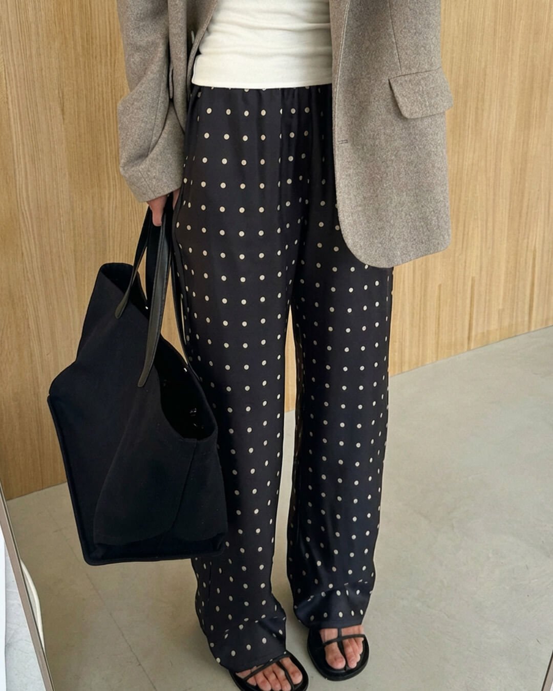 Pantaloni in raso a pois Evita