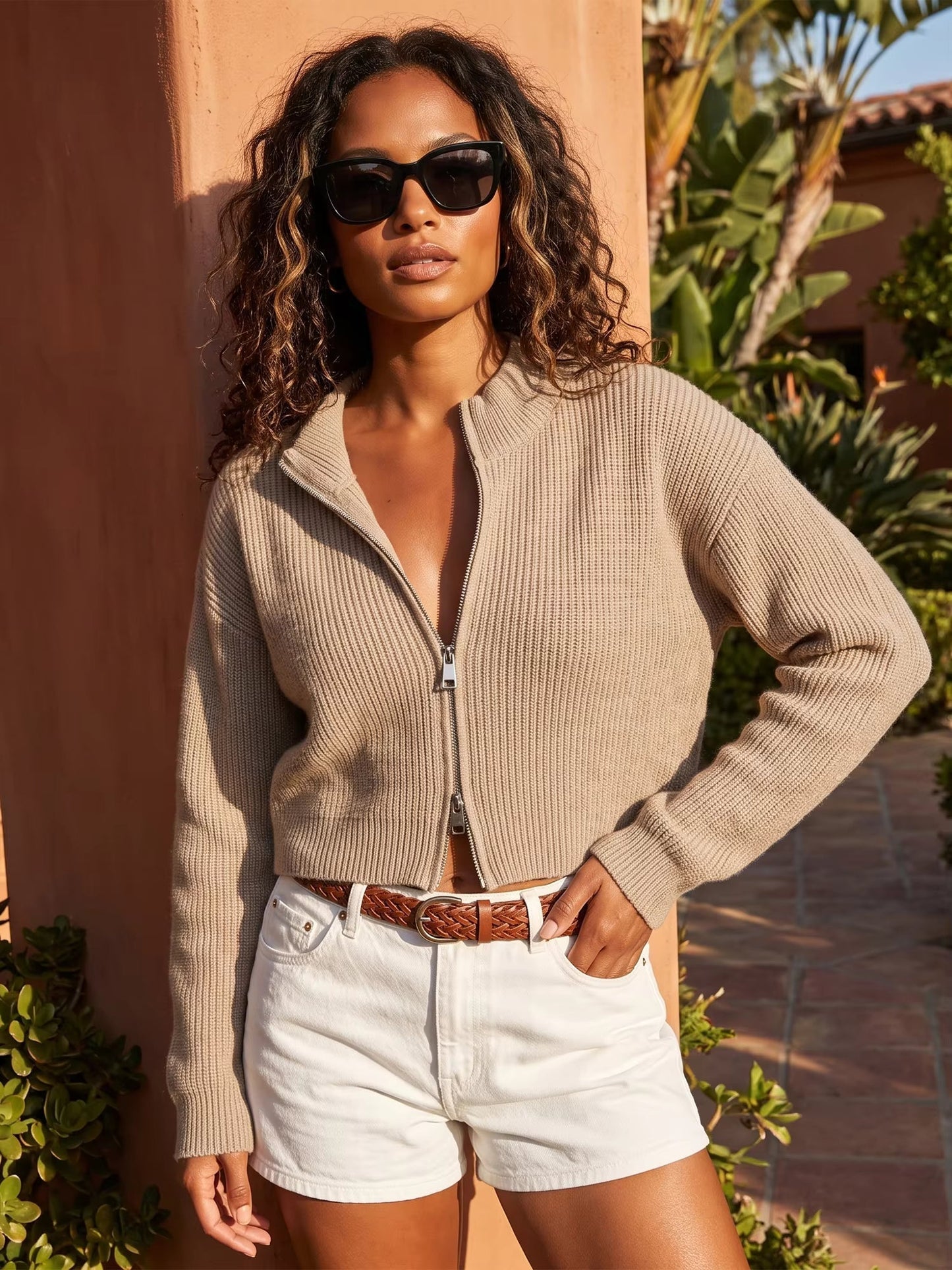 Cardigan Amy con doppia zip in maglia