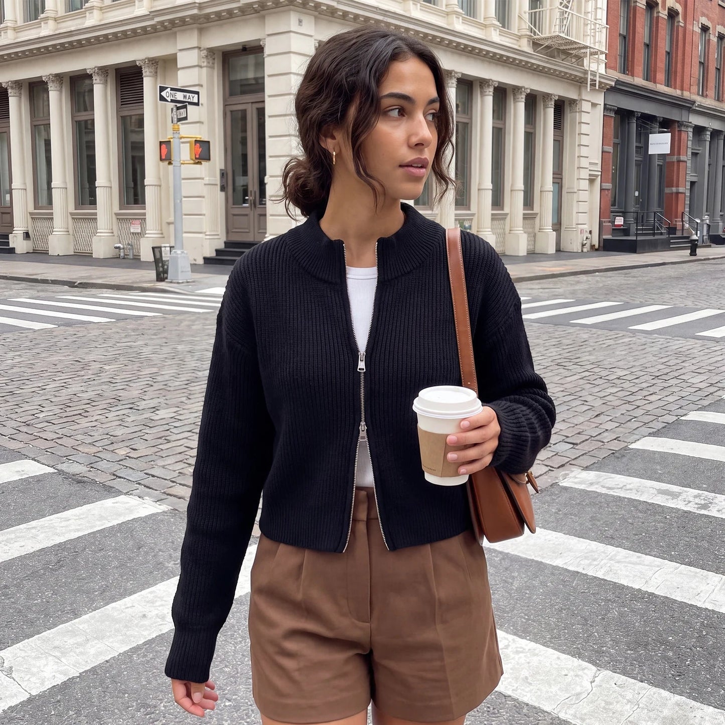 Cardigan Amy con doppia zip in maglia