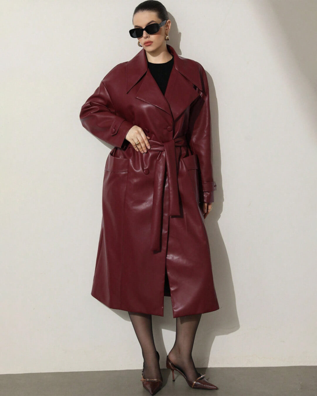 Connie Maxi-Trenchcoat aus Kunstleder