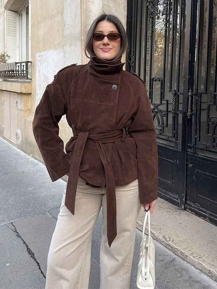 Josie Trenchcoat aus Kunstvelours mit Stehkragen
