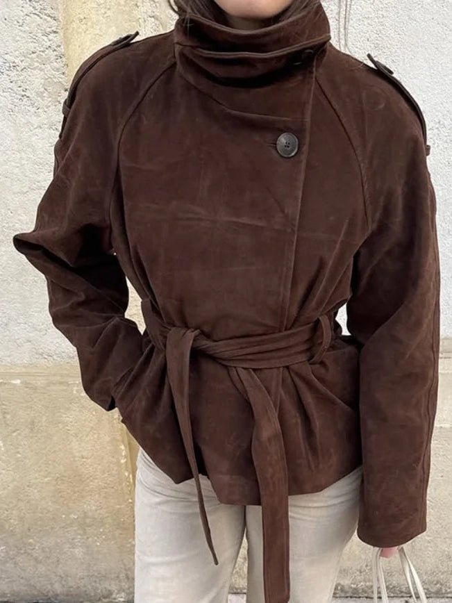 Josie Trenchcoat aus Kunstvelours mit Stehkragen