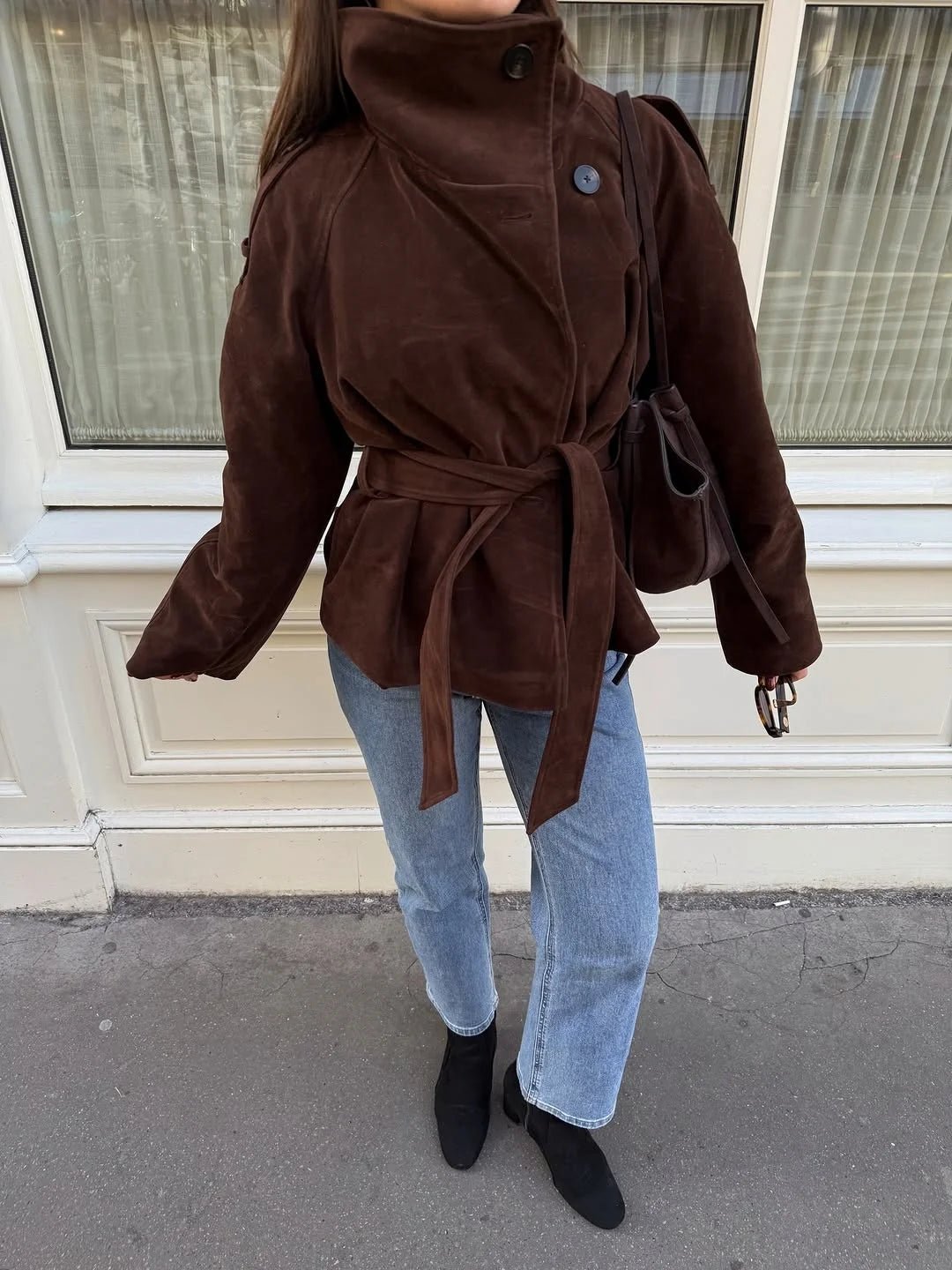 Josie Trenchcoat aus Kunstvelours mit Stehkragen
