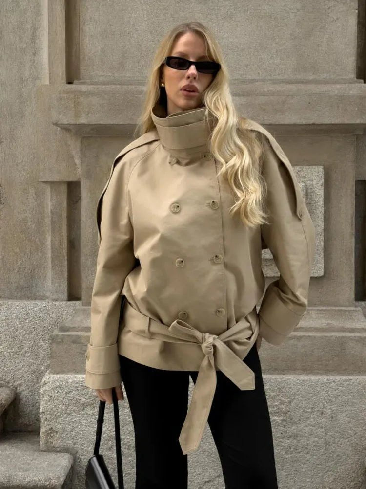 Maria High Neck Utility Trench Coat