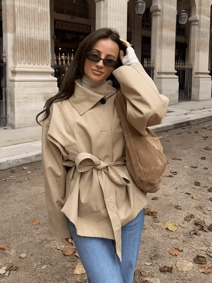 Trench coat Helena asimmetrico con cintura