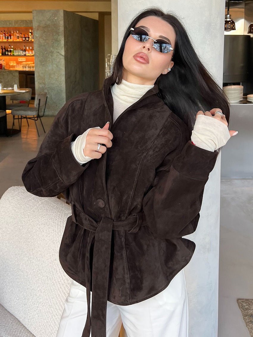 Trench coat in suede con cintura Annie