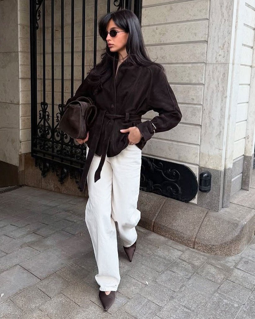 Trench coat in suede con cintura Annie