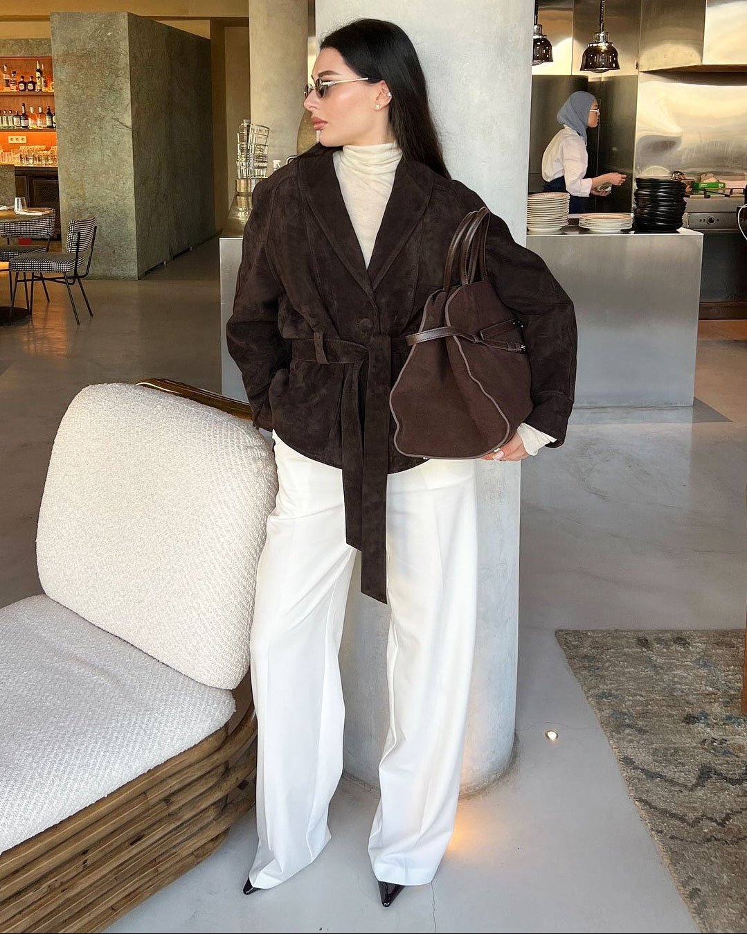 Trench coat in suede con cintura Annie