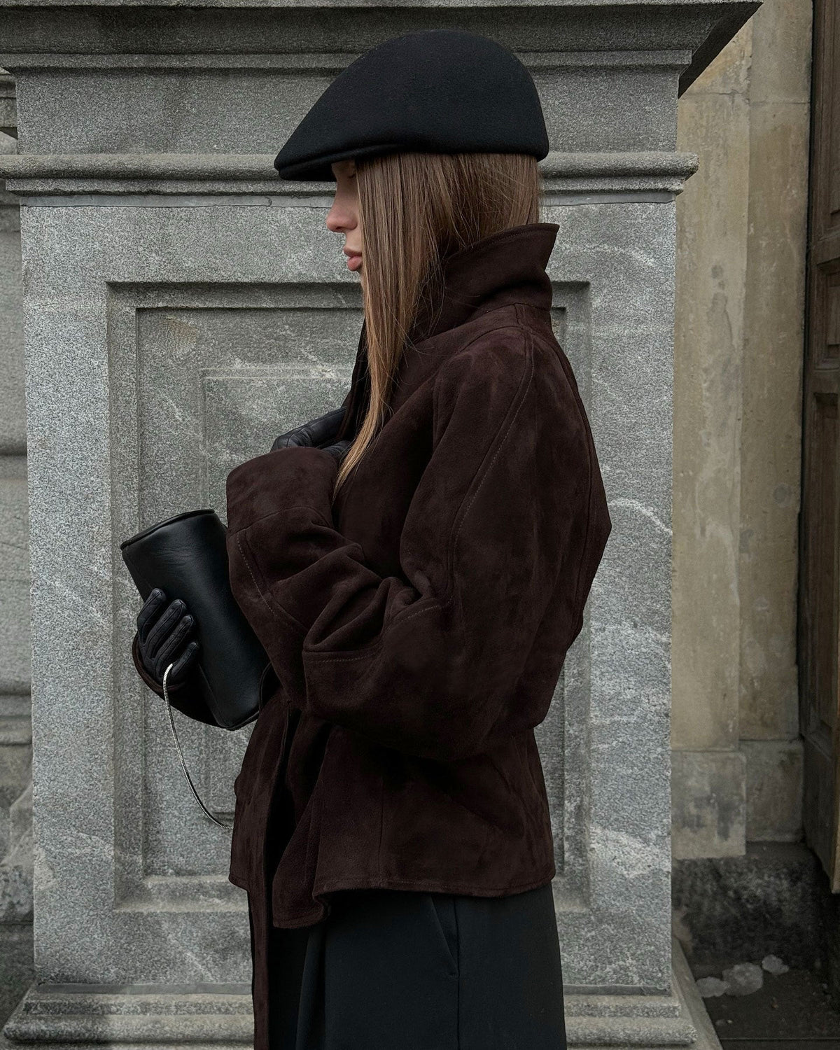 Trench coat in suede con cintura Annie