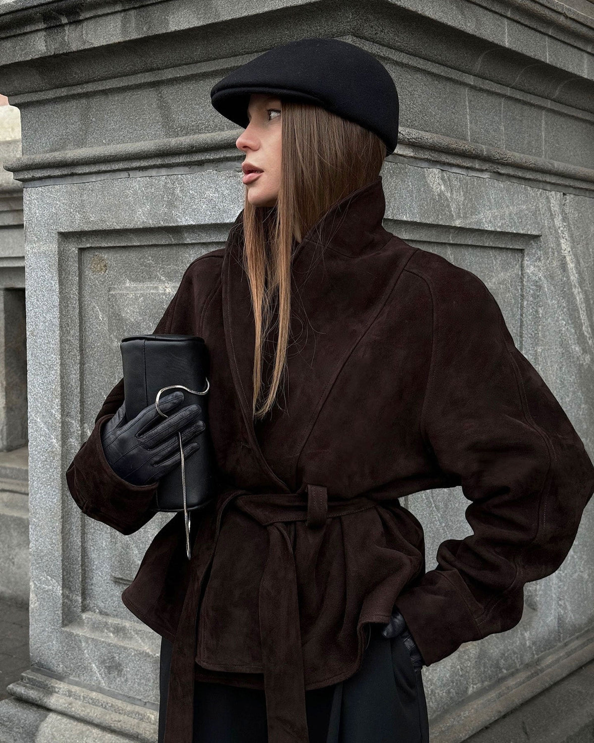 Trench coat in suede con cintura Annie
