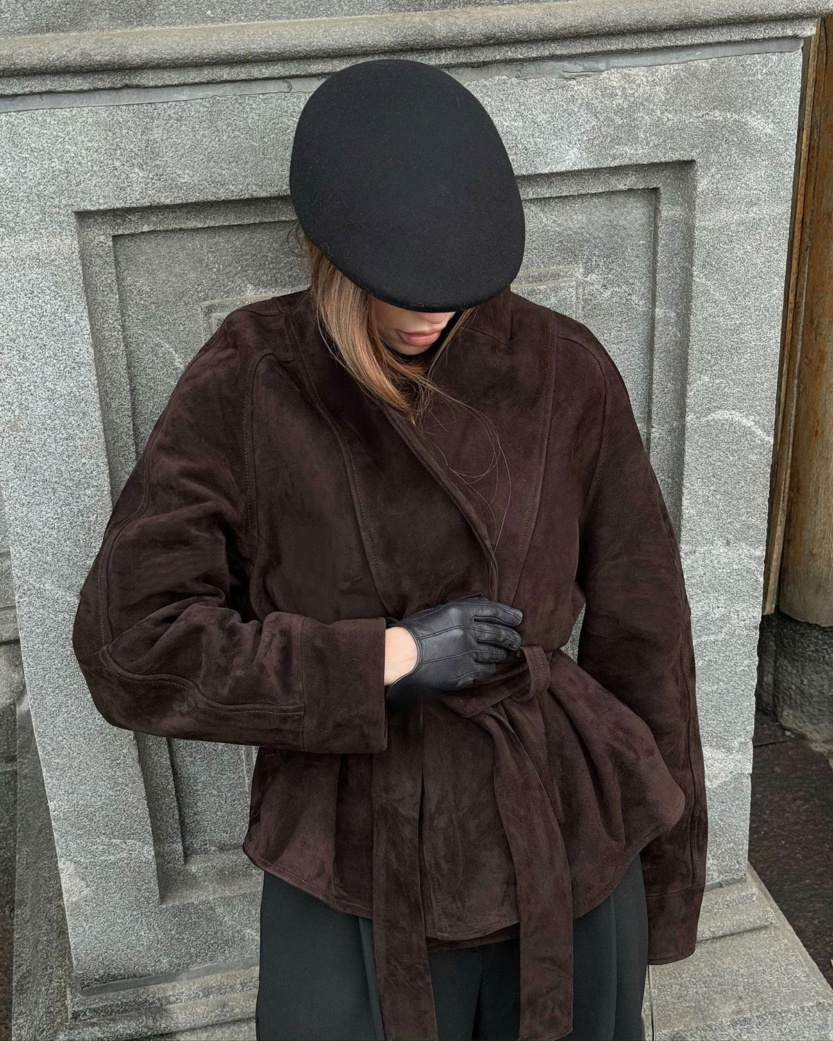 Trench coat in suede con cintura Annie