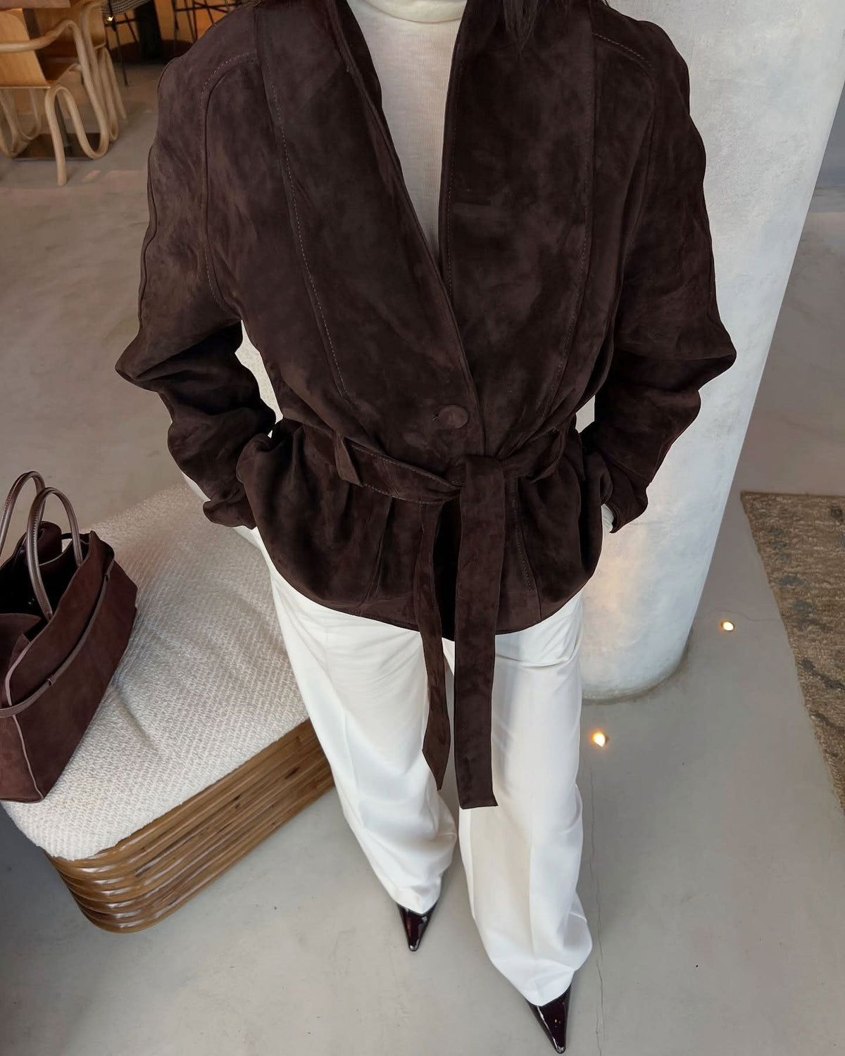 Trench coat in suede con cintura Annie
